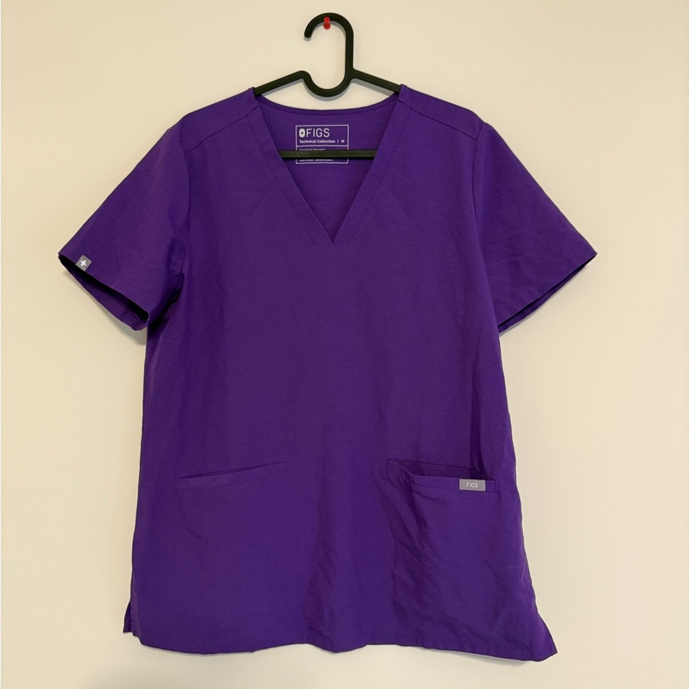 Figs Deep Purple V-Neck Scrub Top